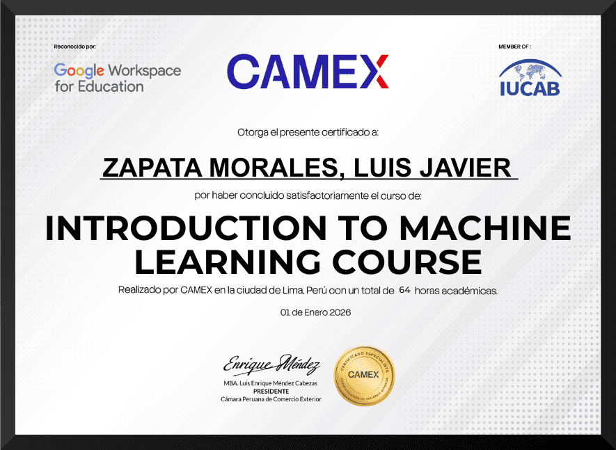 INTRODUCTION TO MACHINE LEARNING COURSE